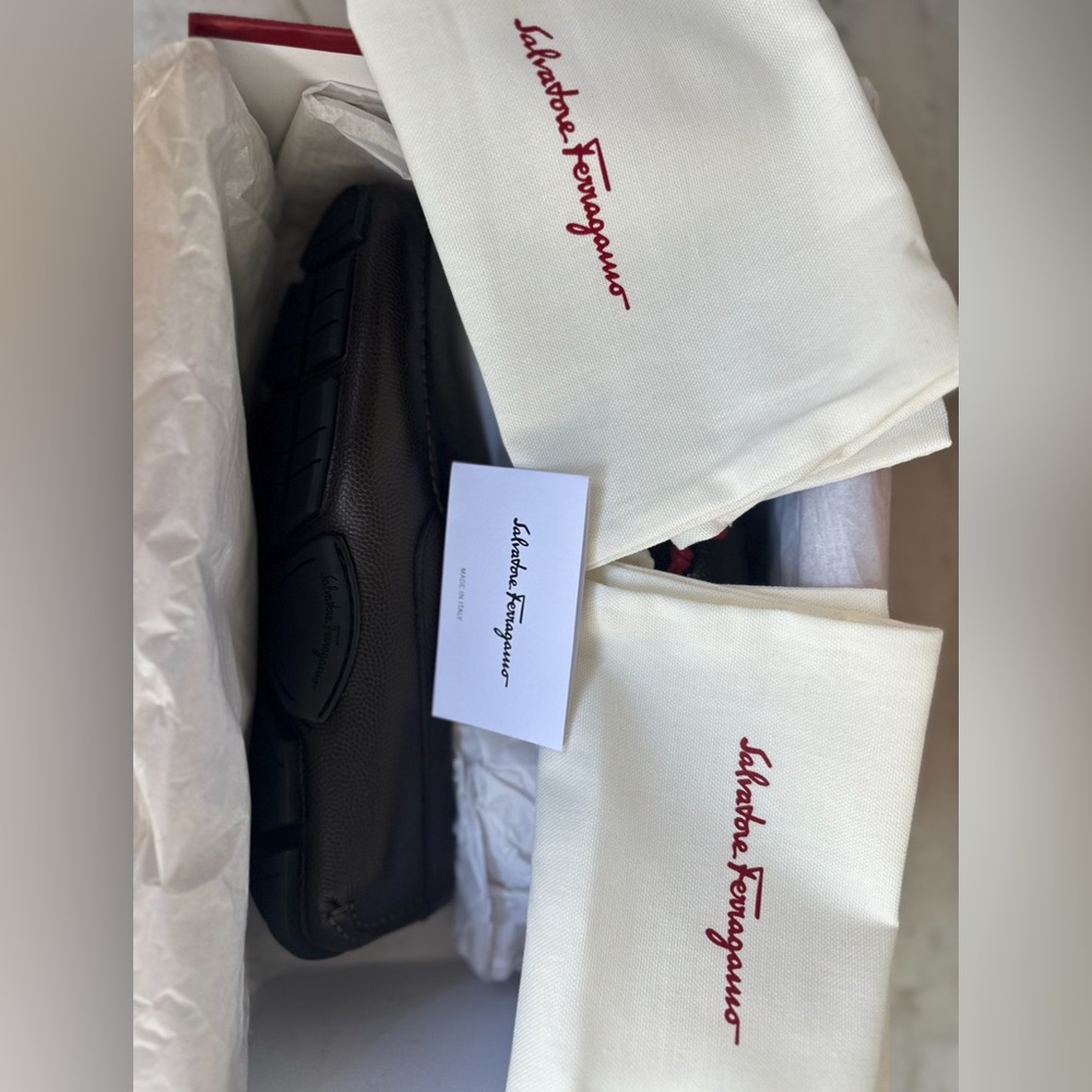 NEW Salvatore Ferragamo Brown Leather Gancini Bit Loafers - Picture 5 of 7